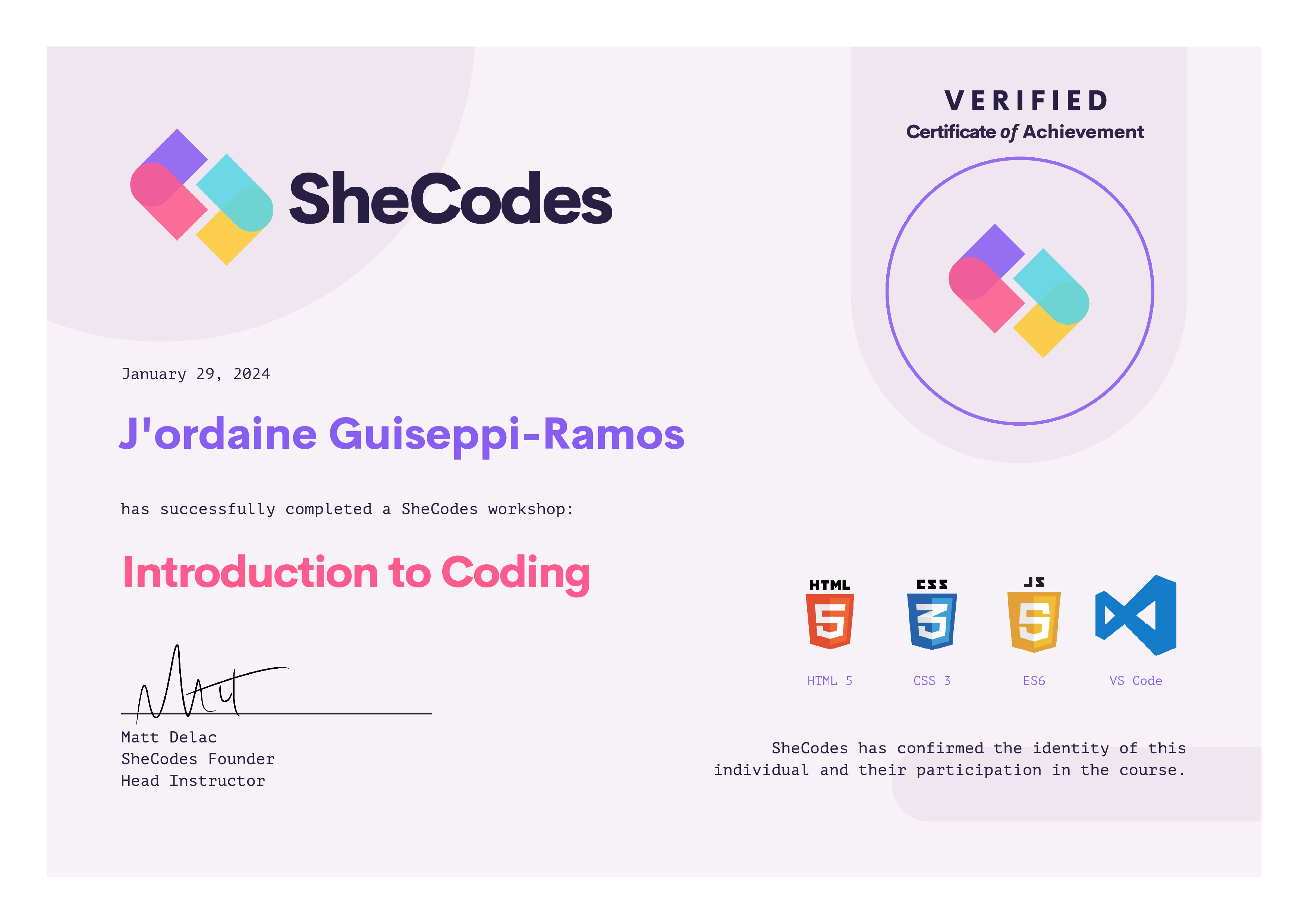 Introduction to Coding Certificate